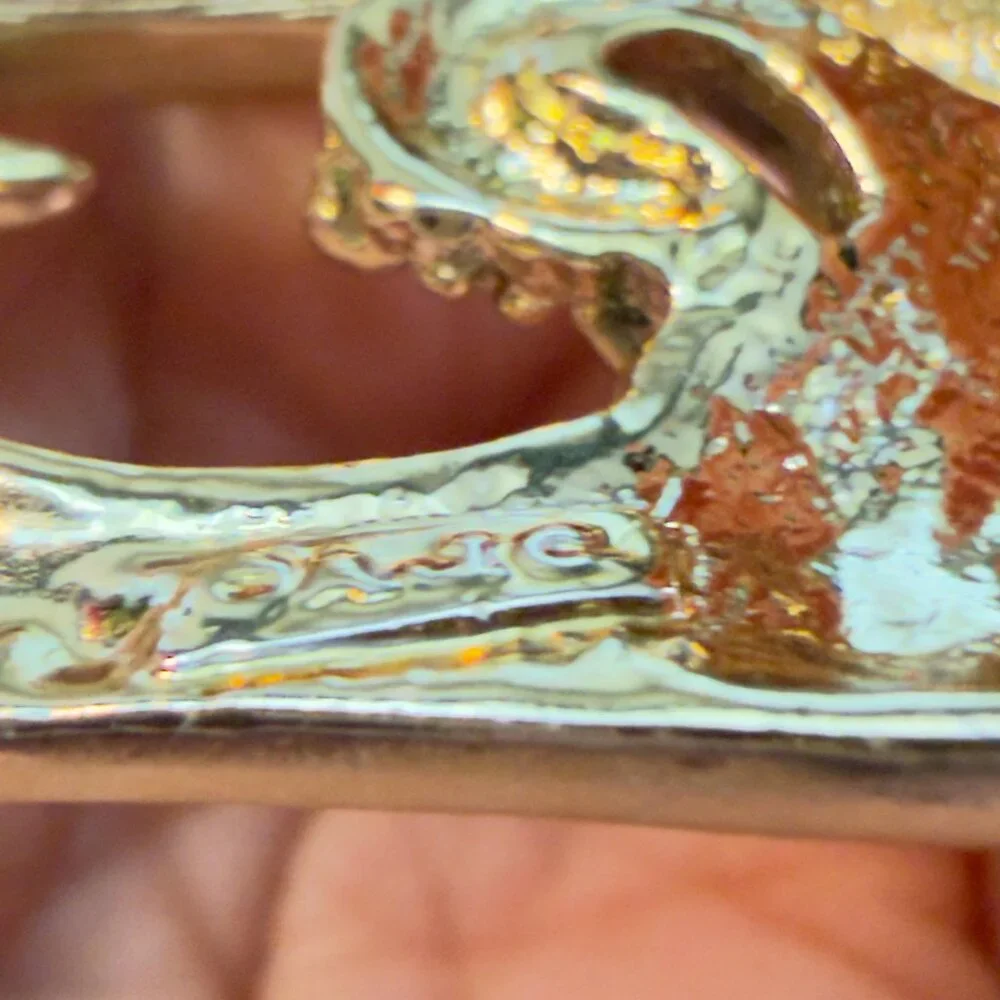 AJC Dolphin Brooch Ocean Wave Figural Gold Tone Pin 2.75”
